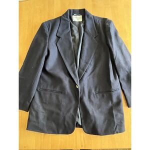 Vintage International Scene Black Wool Blend Blazer Jacket Coat Size 10 Russia